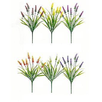 24 Bundles Artificial Lavender Plants, UV Resistant Outdoor Decor for Garden & Patio