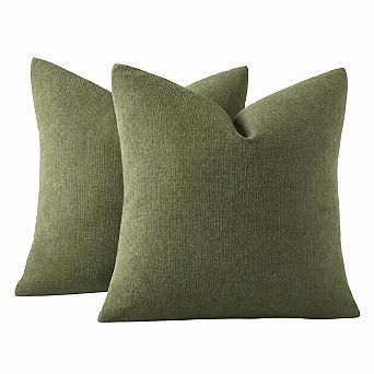 2 Pack Soft Chenille Throw Pillow Covers Decorative Farmhouse Square Couch Covers
