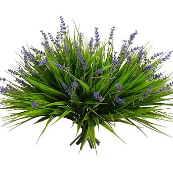 12 Bundles Artificial Monkey Grass with Flowers, UV Resistant Outdoor Plant Decor