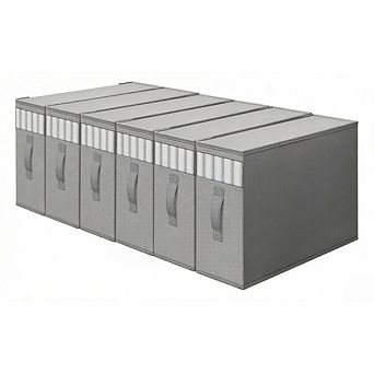 JUANWANG 6-Pack Under Bed Sheet Organizers, Gray, with Labels & Clear Window