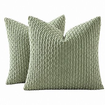 2 Pack Boho Striped Corduroy Pillow Covers Soft Sage Green Farmhouse Home Decor