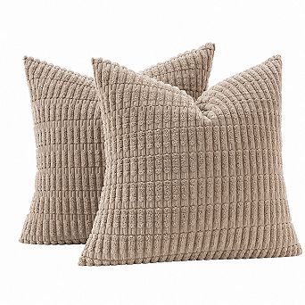 2 Pack Corduroy Throw Pillow Covers Boho Stripe Soft Farmhouse Home Decor