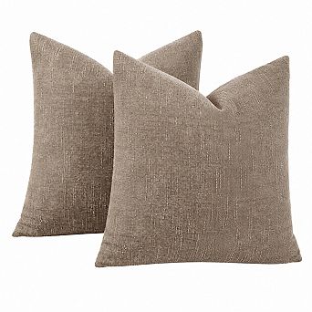 2 Pack Soft Chenille Decorative Throw Pillow Covers Farmhouse Neutral Textured Cushion Covers