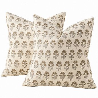 18x18 Farmhouse Floral Throw Pillow Covers Set of 2 Cotton Rustic Home Decor