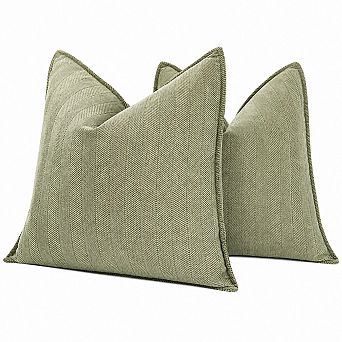 2 Pack Soft Chenille Pillow Covers Invisible Zipper Farmhouse Home Decor