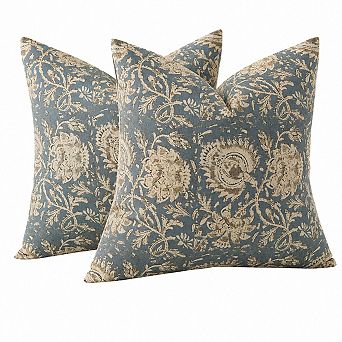 20x20 Set of 2 Cotton Polyester Throw Pillow Covers Neutral Farmhouse Boho Home Decor