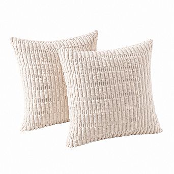 2 Pack Striped Corduroy Throw Pillow Covers Soft Farmhouse Home Decor
