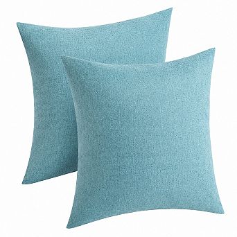 2 Pack Waterproof Outdoor Throw Pillow Covers Solid Faux Linen Cushion Cases
