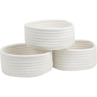 Basket Set of 3 Small Woven Baskets, Cotton Rope Baskets for Organizing,Bathroom Organization Bin