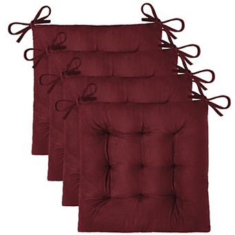 4-Pack Velvet Chair Cushions With Ties Non Slip Soft Seat Pads For Dining Kitchen Desk Chairs