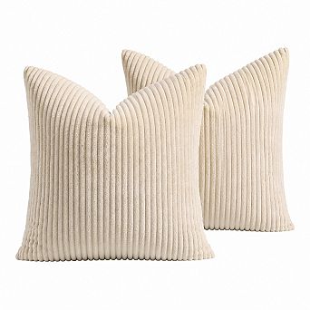 Corduroy Throw Pillow Covers Set of 2 Striped Soft Neutral Boho Home Decor