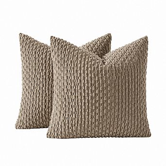 Corduroy Decorative Throw Pillow Covers Set of 2 Modern Farmhouse Boho Home Decor