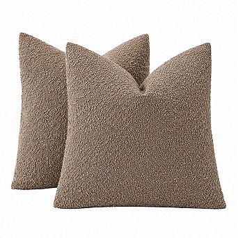Set of 2 Boucle Throw Pillow Covers Cozy Woven Decorative Cushion Cases for Home Decor