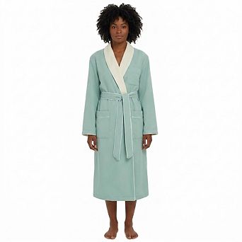Terry Lined Microfiber Hotel Spa Unisex Bath Robe with Pockets