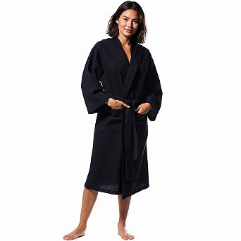 Unisex Waffle Weave Bathrobe Soft Quick Dry Spa Robe