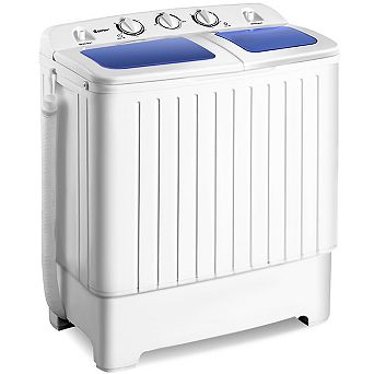 Costway Portable Washing Machine Twin Tub Compact Laundry Washer with 17.6 lbs Capacity