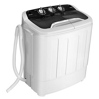Costway 13lbs Portable Semi-Automatic Twin Tub Wash Machine W/ Built-In Drain Pump