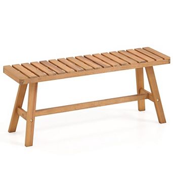 Acacia Wood Outdoor Bench with Slatted Seat Garden Plant Stand Entryway Bench