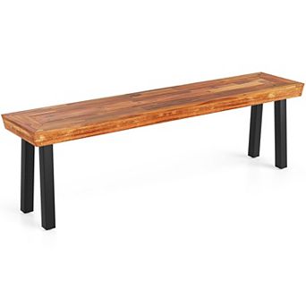 Acacia Wood Patio Bench Backless Outdoor Garden Porch Dining Seating