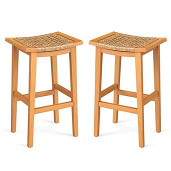 Backless Bar Stools with Saddle Seat for Kitchen Island and Patio