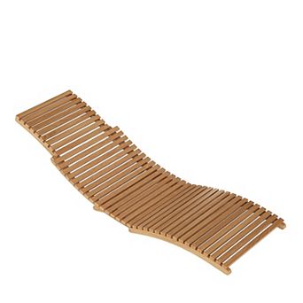 Folding Teak Wood Chaise Lounge Chair with Contoured Seat for Outdoor Use