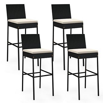 Patio Bar Stools with Removable Cushions and Metal Frame