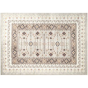 HOMCOM Area Rug, Non-Slip Boho Flannel Print Floor Carpet