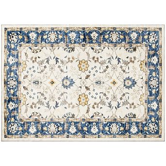 HOMCOM Machine Washable Area Rug, Boho Floral Print Carpet