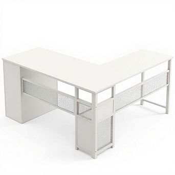 Wood L-Shaped Corner Desk with Drawers for Home Office