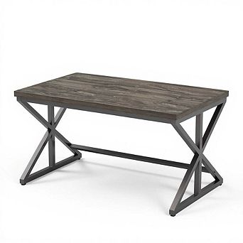 Wood Computer Desk, Modern Writing Desk with Metal Frame for Home Office
