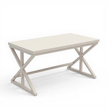 Wood Computer Desk, Modern Writing Desk with Metal Frame for Home Office