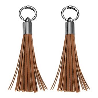 2 pc Elegant Leather Keychain Tassels for Women, Stylish Bag Charm and Accessory