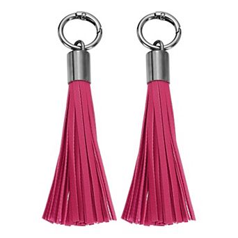 2 pc Elegant Leather Keychain Tassels for Women, Stylish Bag Charm and Accessory