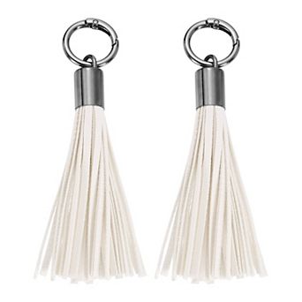 2 pc Elegant Leather Keychain Tassels for Women, Stylish Bag Charm and Accessory