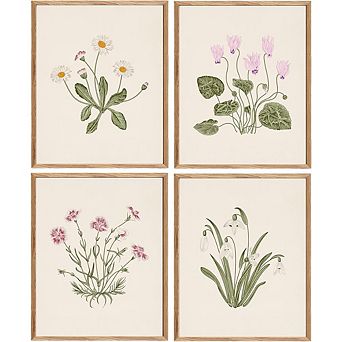 Vintage Botanical Floral Wall Art Prints, Unframed 8x10 Flower Décor Set