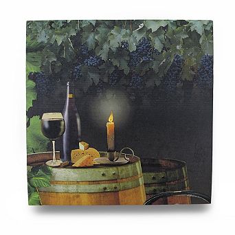 Wine By Candle Light Lighted LED Canvas Wall Hanging
