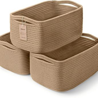 3 Pack Woven Storage Baskets with Handles, Decorative Cube Toy Gift Baskets