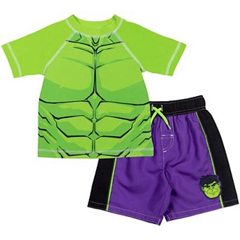 Marvel Avengers 2 pc Rash Guard and Swim Trunks Set