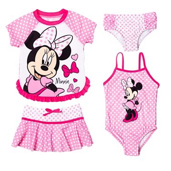 Disney Minnie Mouse One Piece and Rash Guard Swimwear Set