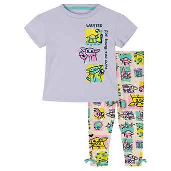 Star Wars The Mandalorian Grogu 2 pc Short Sleeve T-Shirt and Leggings Set