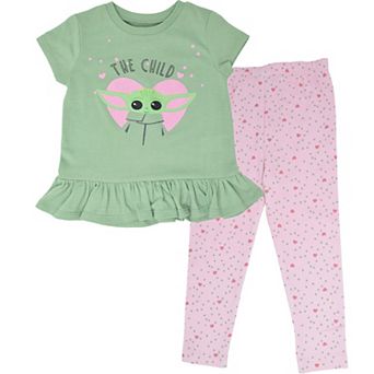 Star Wars The Mandalorian Grogu 2 pc Short Sleeve T-Shirt and Leggings Set