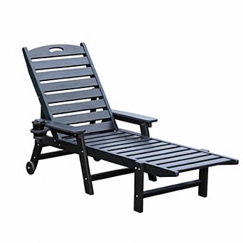 Chaise Lounge Chair with 4-Position Adjustable Backrest, 360 LBS Capacity for Patio Poolside Beach