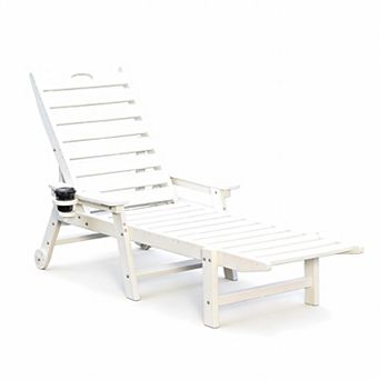 Chaise Lounge Chair with 4-Position Adjustable Backrest, 360 LBS Capacity for Patio Poolside Beach