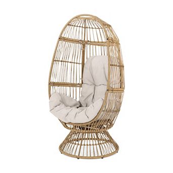 KWPZQEB Boho Outdoor Swivel Wicker Egg Chair with Cushion