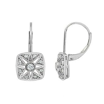 DIAMONBLISS Vintage Square Leverback Earrings