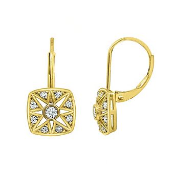 DIAMONBLISS Vintage Square Leverback Earrings