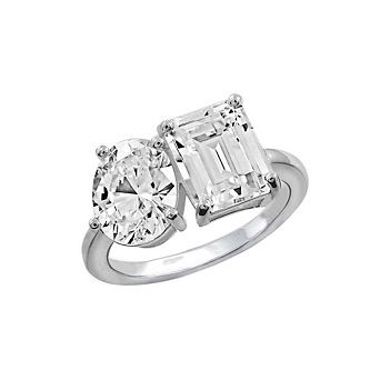 DIAMONBLISS Oval and Emerald Cut Toi et Moi Ring