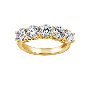 DIAMONBLISS 2.0 Carat Round Cut Five Stones Ring