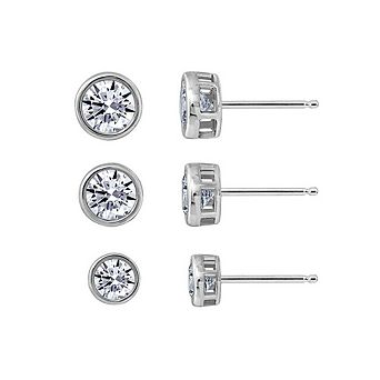 DIAMONBLISS Bezel Set Round Cuts Solitaire Stud Earrings