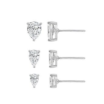 DIAMONBLISS Pear Cuts Solitaire Stud Earrings Set